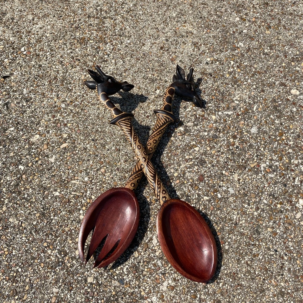 Handcrafted Giraffe Wooden Utensil Set